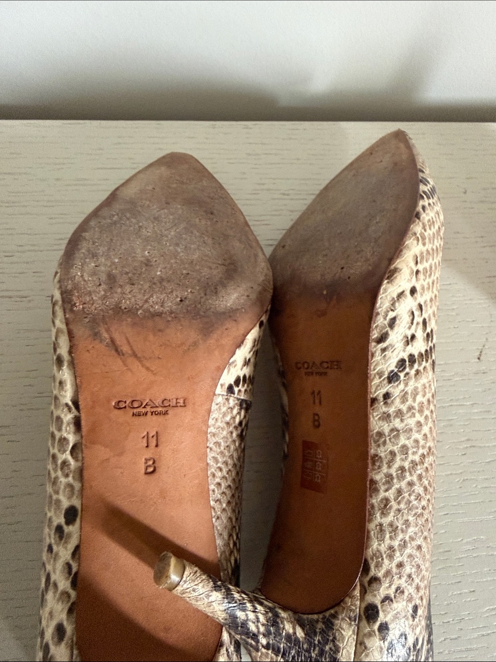 Coach Snake-Print Pointed-Toe Pumps in Tan and Black - Picture 5 of 6